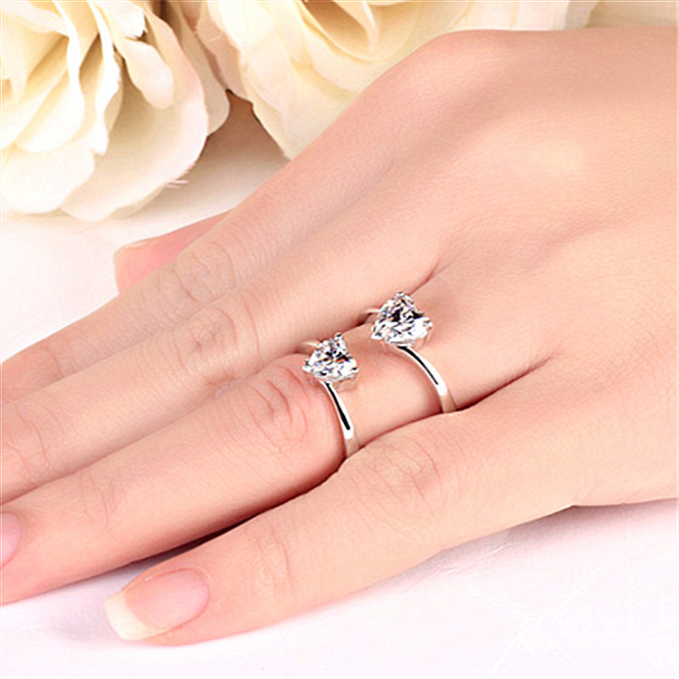 Zircon Paveset Open-heart Diamond Ring For Women - Image 4