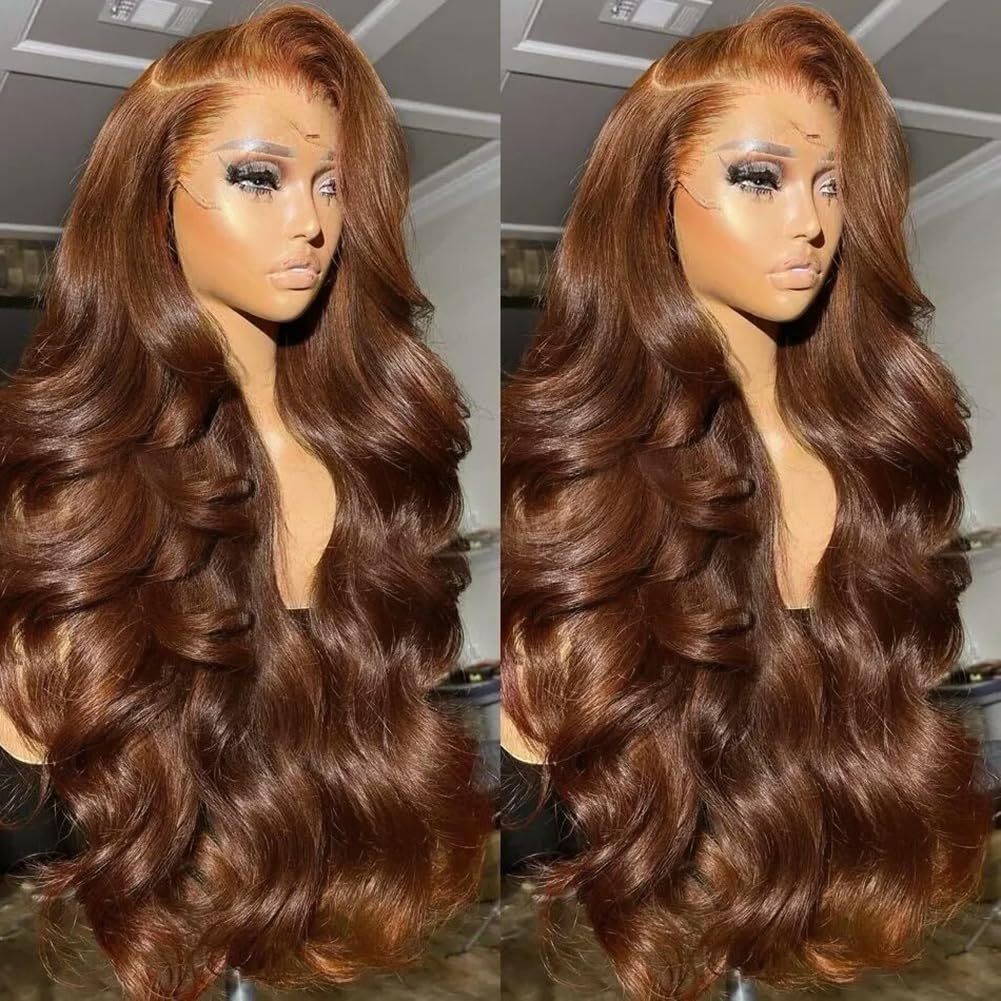 Chocolate Brown 13x4 Lace Front Wig Human Hair Color 4 Body Wave Density - Image 6