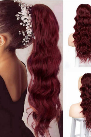 Wine Red Wig Ladies Wig Piece Long Curly Hair