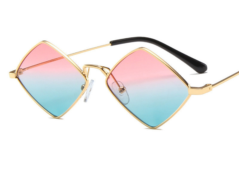 Retro Style Diamond Sunglasses Sunglasses Personality Irregular Metal Sunglasses - Image 10