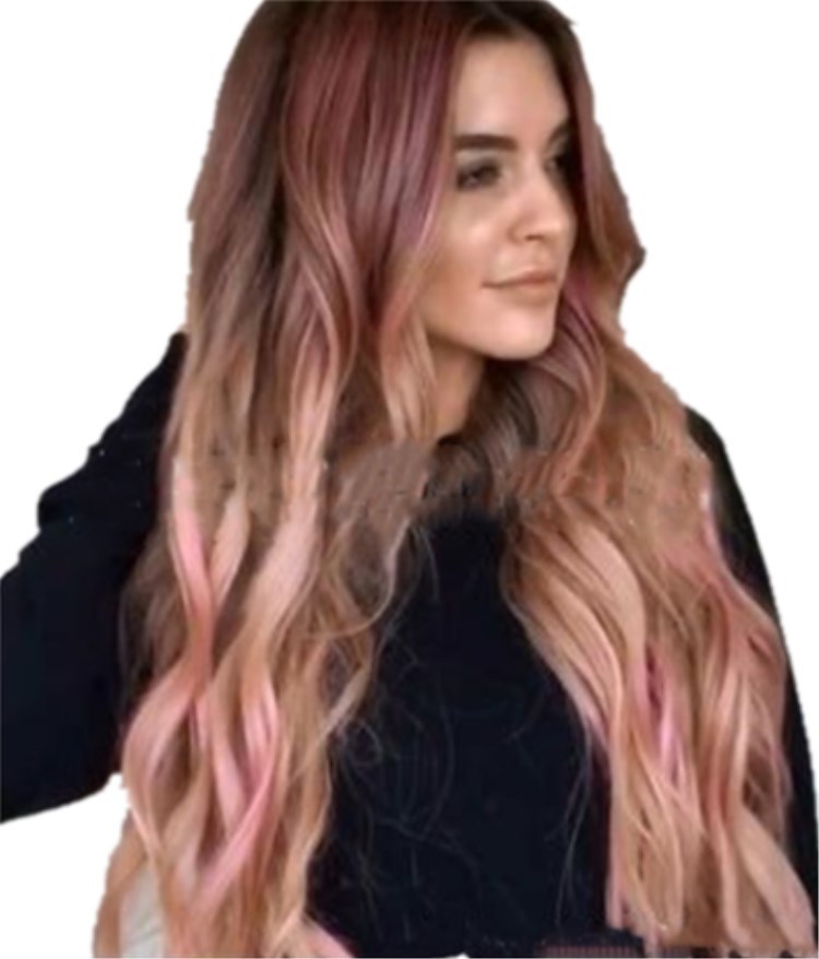 Brown Pink Big Wave Long Curly Hair Cross Border Women''s Wigs Cosplay Party Wigs - Image 4