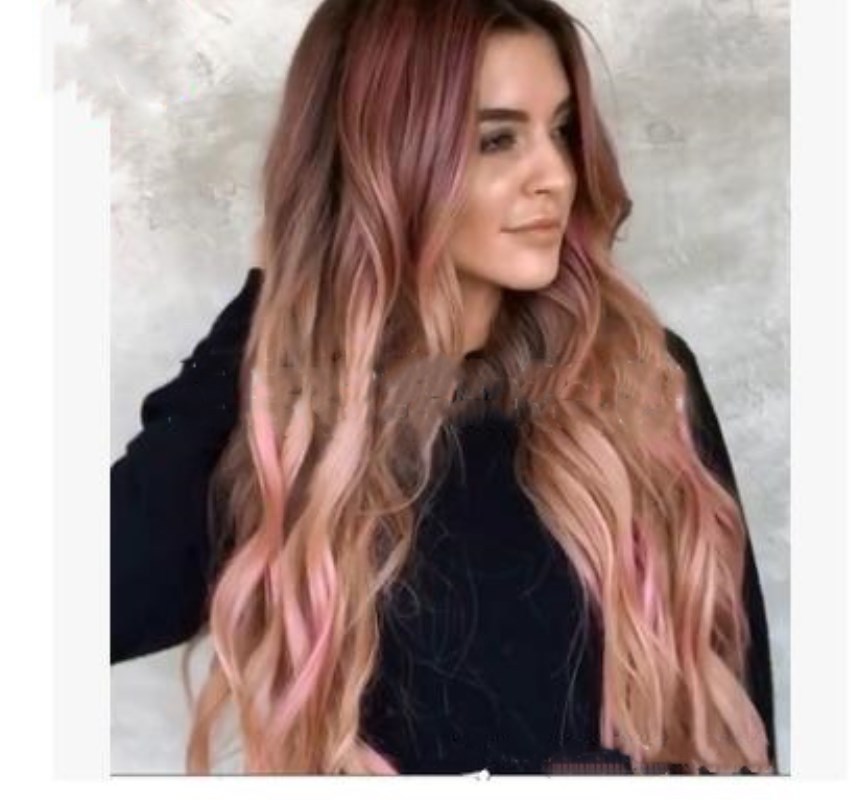 Brown Pink Big Wave Long Curly Hair Cross Border Women''s Wigs Cosplay Party Wigs - Image 3