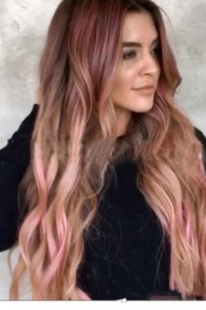 Brown Pink Big Wave Long Curly Hair Cross Border  Women''s Wigs Cosplay Party Wigs