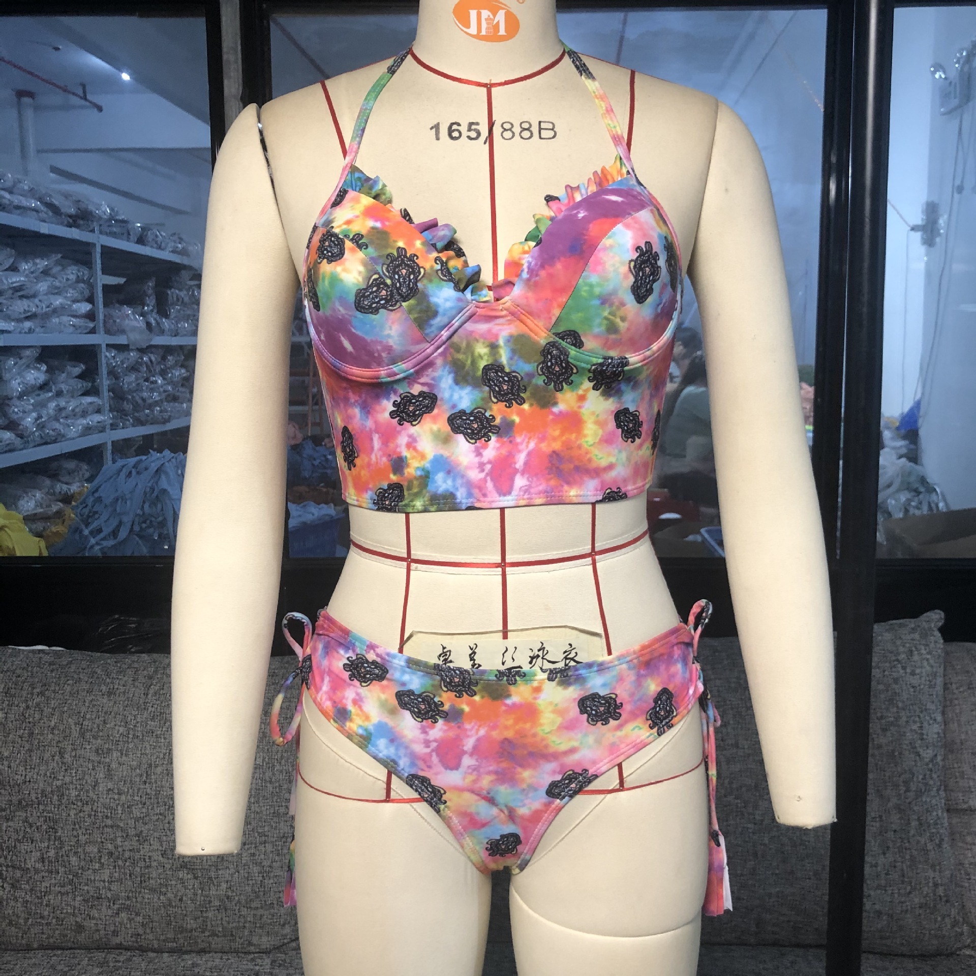 Source Manufacturer Ladies Split Swimwear Dyed Swimsuit AliExpress Amazon Bikini Swimwear - Image 5