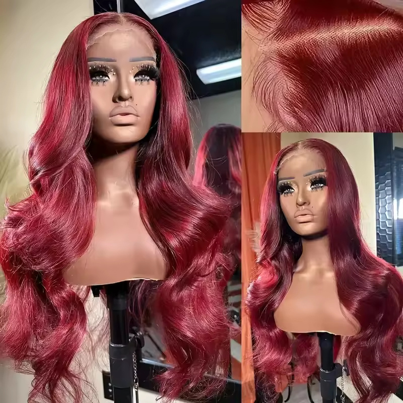 13x6 Human Hair Lace Wig, High-Definition Burgundy Lace Wig, Human Hair With Aligned Cuticle Layer, Indian Hair Wig - Image 4