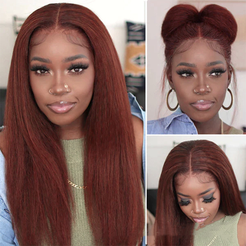 Medium Split Fluffy Brown Long Straight Hair - Image 3