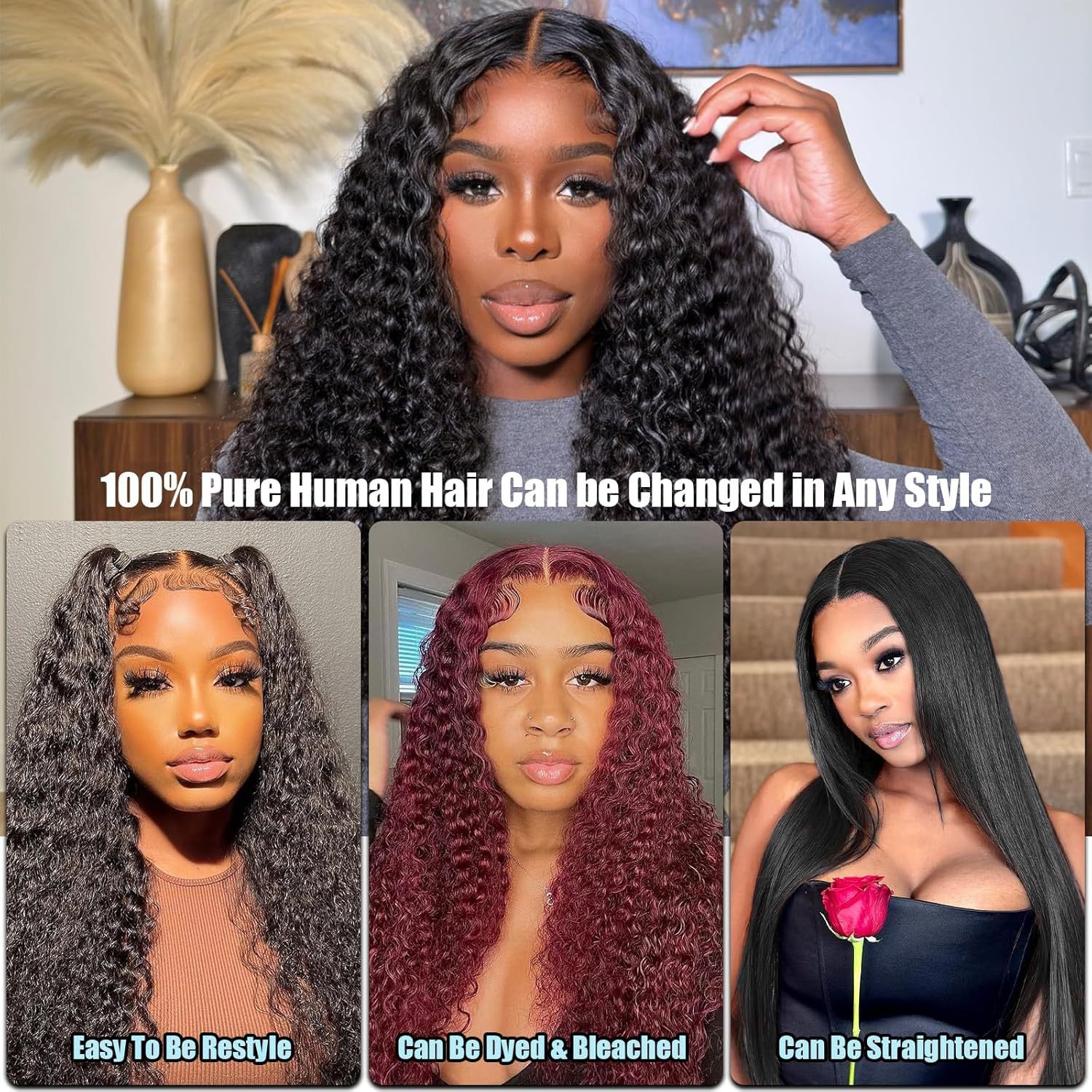 Front Lace Human Hair Wig Deep Wave Human Wigs - Image 3