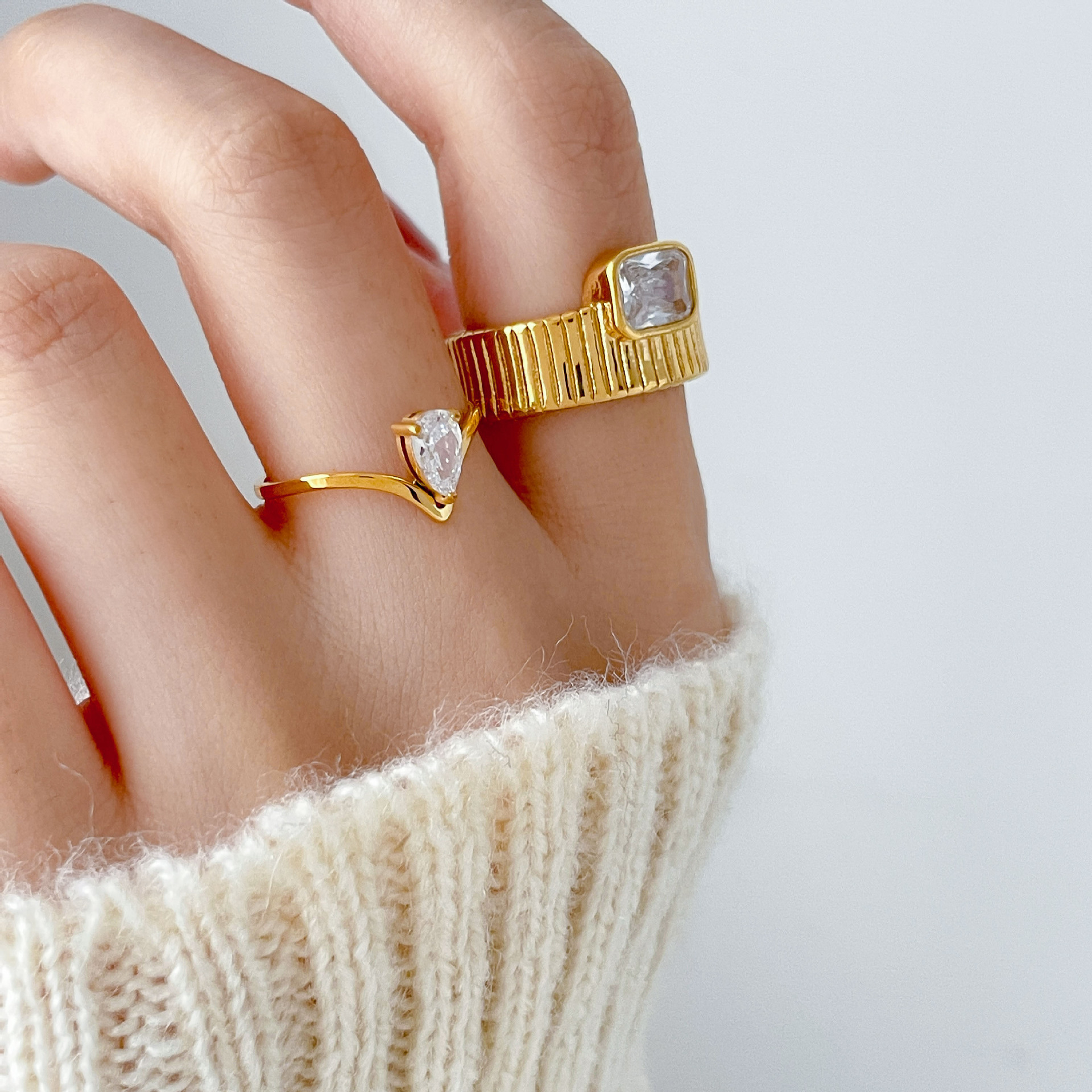 Water Drop Shimmering Zircon Ring New Arrival Fashionable - Image 4