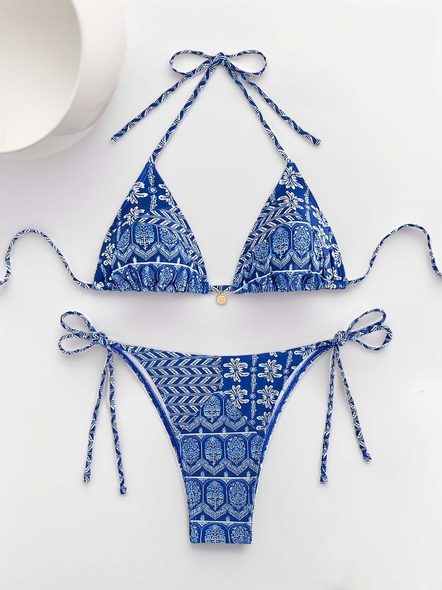 Women Printed Lace-up Bikini Split Swimsuit Swimwear - Image 7