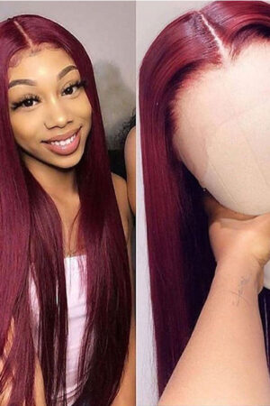 Full Headgear Long Straight Front Lace Wig Smooth Hair