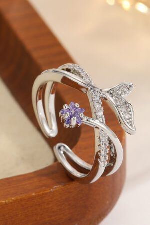 Cross-Design Diamond-Encrusted Double-Ring For Women
