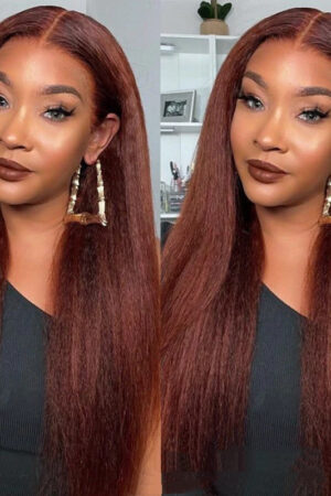 Medium Split Fluffy Brown Long Straight Hair