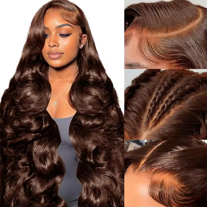 Wig Human Hair Lace Front Wig 13x4 High-Definition Brown Lace Front Wig Human Hair With Aligned Cuticles Vietnam Wig - Image 3