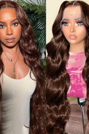 13x4 Lace Frontal Human Hair Wig Brown Body Wave Density