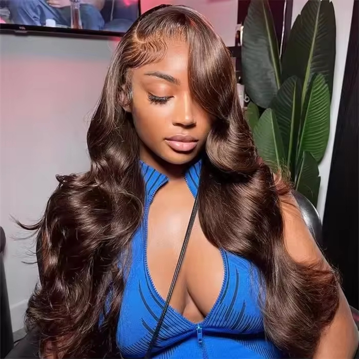 Wig Human Hair Lace Front Wig 13x4 High-Definition Brown Lace Front Wig Human Hair With Aligned Cuticles Vietnam Wig - Image 2