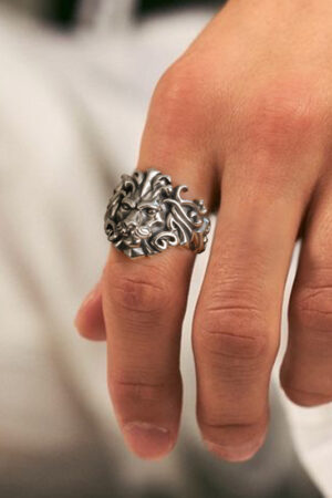 Majestic Lion Silver Jewelry Mens Silver-Plated Ring