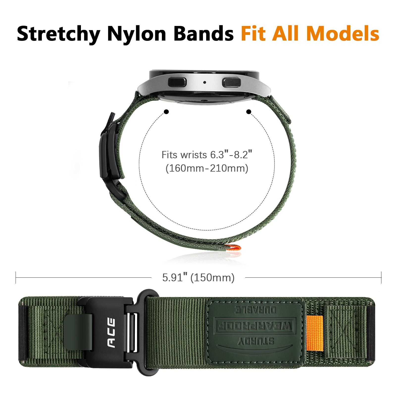 Nylon Canvas Sports Velcro Magnetic Loop Watch Strap - Image 3